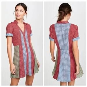 NWOT Alice + Olivia Abelia Short Sleeve Button-Down Shirt Mini Dress Size 8